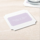 紫色のシンプルでエレガントな結婚式 ペーパーコースター (アングル)