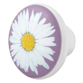 紫色のシンプルで白いデイジー セラミックノブ (右)