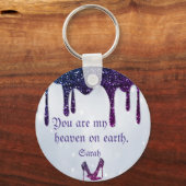 紫色のシークイン、ヒール キーホルダー (正面)