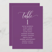 紫色のシーティングプランカード（ゲスト名あり） (正面/裏面)