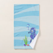 紫色のシーホースかわいいバスルームのタオルセット バスタオルセット (ハンドタオル)