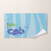 紫色のシーホースかわいいバスルームのタオルセット バスタオルセット (ハンドタオル)