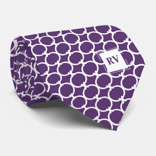 紫色のジオメトモノグラムのリ ネクタイ (ロール)