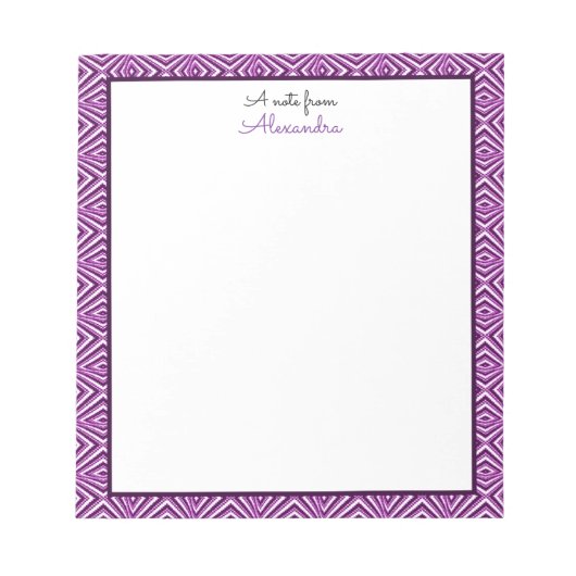 紫色のジオメト縁どリ（モノグラム） ノートパッド (正面)