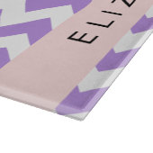 紫色のジグザグ、紫のシェブロン、あなたの名前 カッティングボード (角)