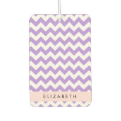 紫色のジグザグ、紫のシェブロン、あなたの名前 カーエアーフレッシュナー (正面)