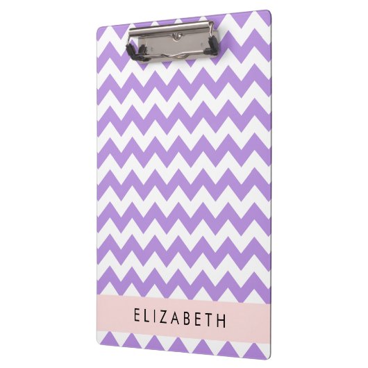 紫色のジグザグ、紫のシェブロン、あなたの名前 クリップボード (左)