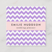 紫色のジグザグ、紫の山形、幾何学模様 スクエア名刺 (正面)