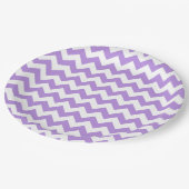 紫色のジグザグ、紫の山形、幾何学模様 ペーパープレート (アングル)