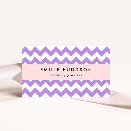 紫色のジグザグ、紫の山形、幾何学模様 名刺