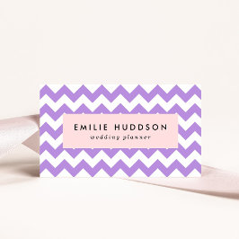 紫色のジグザグ、紫の山形、幾何学模様 名刺