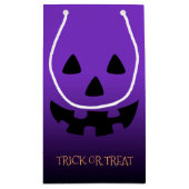 紫色のジャッキのoのランタンの顔 スモールペーパーバッグ (裏面)