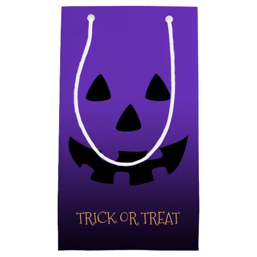 紫色のジャッキのoのランタンの顔 スモールペーパーバッグ (正面)