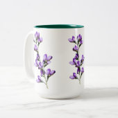 紫色のスイートピーの花のカスタマイズ可能なマグ ツートーンマグカップ (正面左)