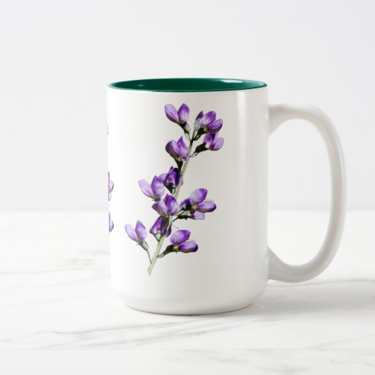 紫色のスイートピーの花のカスタマイズ可能なマグ ツートーンマグカップ (右)