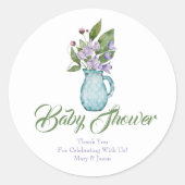 紫色のスイートピーの花赤ちゃんシャワーありがとうクラ ラウンドシール (正面)