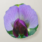 紫色のスイートピー花枕 ラウンドクッション (裏面)