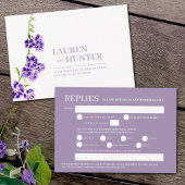 紫色のスカイフラワーの水の色の結婚食事オプション 出欠カード