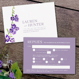 紫色のスカイフラワーの水の色の結婚食事オプション 出欠カード