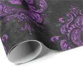 紫色のスカルおよびゴシック様式灰色 ラッピングペーパー (ロールコーナー)