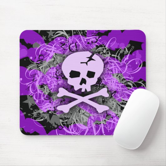 紫色のスカルのゴシック様式マウスパッド マウスパッド (マウス)