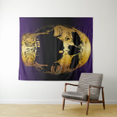紫色のスカルを叫ぶ – スカル タペストリー (インサイチュ(横))