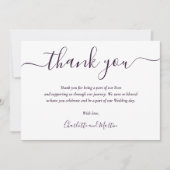 紫色のスクエレガントリモダンプト サンキューカード (正面)