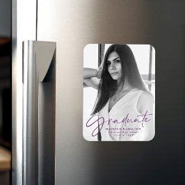 紫色のスクリプトの卒業発表の写真 マグネット