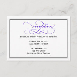 紫色のスクリプトウェディングレセプション詳細カード エンクロージャーカード