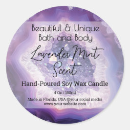 紫色のスクリプトボトルキャンドルJAR製品ラベル ラウンドシール