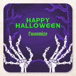 紫色のスケルトンハンド スクエアペーパーコースター