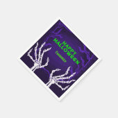 紫色のスケルトンハンド スタンダードカクテルナプキン (角)