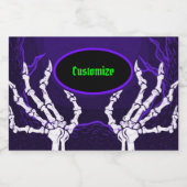 紫色のスケルトンハンド スパークリングワインラベル (シングルラベル)