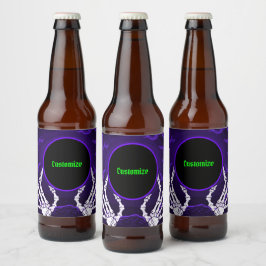 紫色のスケルトンハンド ビールラベル