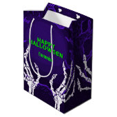 紫色のスケルトンハンド ミディアムペーパーバッグ (裏面アングル)