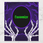 紫色のスケルトンハンド ワインラベル (シングルラベル)