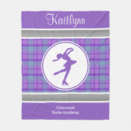 紫色のスケートで滑るの恋人の格子縞毛布 フリースブランケット