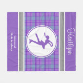 紫色のスケートで滑るの恋人の格子縞毛布 フリースブランケット (正面(横))