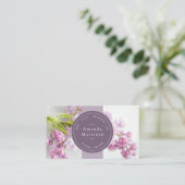 紫色のスタンプリボンフローラフォト名刺 名刺 (スタンド正面)