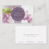 紫色のスタンプリボンフローラフォト名刺 名刺 (正面/裏面)