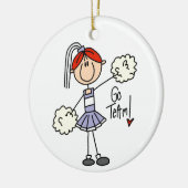 紫色のステッキ姿チアリーダーTシャツとギフト セラミックオーナメント (左)