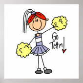 紫色のステッキ姿チアリーダーTシャツとギフト ポスター (正面)