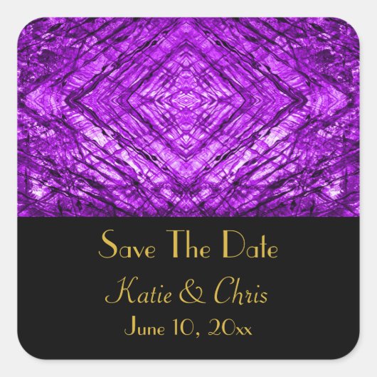 紫色のステンドグラス万華鏡のように千変万化するパターンテクスチャ スクエアシール (正面)