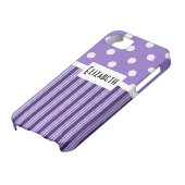 紫色のストライプおよび水玉模様 Case-Mate iPhoneケース (下部)