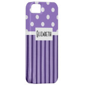 紫色のストライプおよび水玉模様 Case-Mate iPhoneケース (裏面/右)
