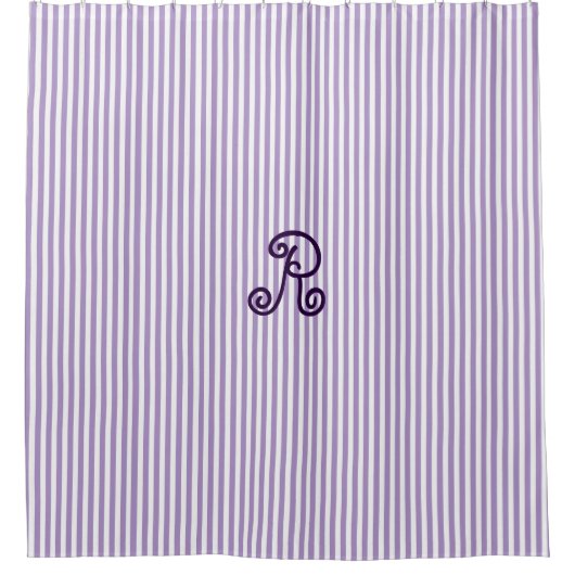 紫色のストライプのなシャワー・カーテン シャワーカーテン (正面)
