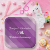 紫色のストライプのなプレート、第55結婚記念日 ペーパープレート (パーティー)