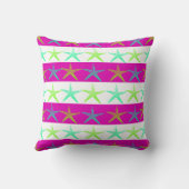 紫色のストライプの夏のビーチのテーマのヒトデ クッション (裏面)