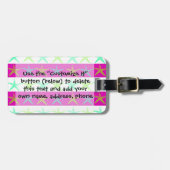 紫色のストライプの夏のビーチのテーマのヒトデ ラゲッジタグ (正面横)