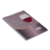 紫色のストライプ及びワイングラスが付いているワインのノート ノートブック (右側)